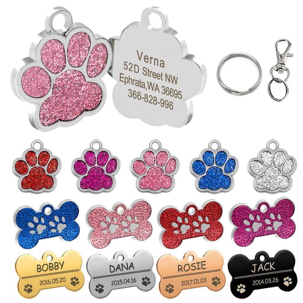 Pet collar name store tags