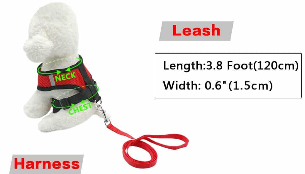 Fitting size Guide for Petsasa Breathable Dog Harness and Leash