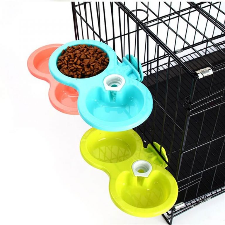 Travel Double Bowl For Dogs and Cats, with Fastener