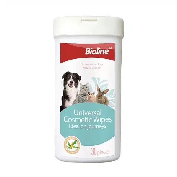 Bioline Universal Cosmetic Wipes for Dogs, Cats & Pets 30Pcs, With Amino Acids & Plant Essence