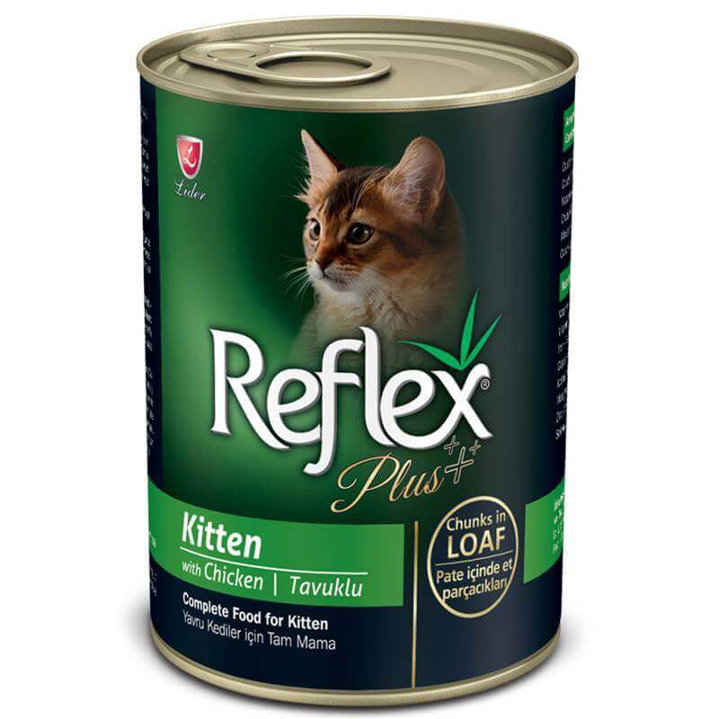 Reflex Plus Kitten Can Food Chicken Chunks in Loaf Pate