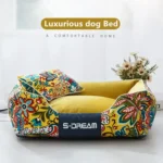 Luxurious Wild Flowers Warm Cat & Dog Bed with Removable Cushion at Petsasa