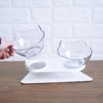 Buy Clear Glass Raised Pet Cat Bowl KittyPro Elevated Cat Food Bowl Double Diner in Kenya on Petsasa