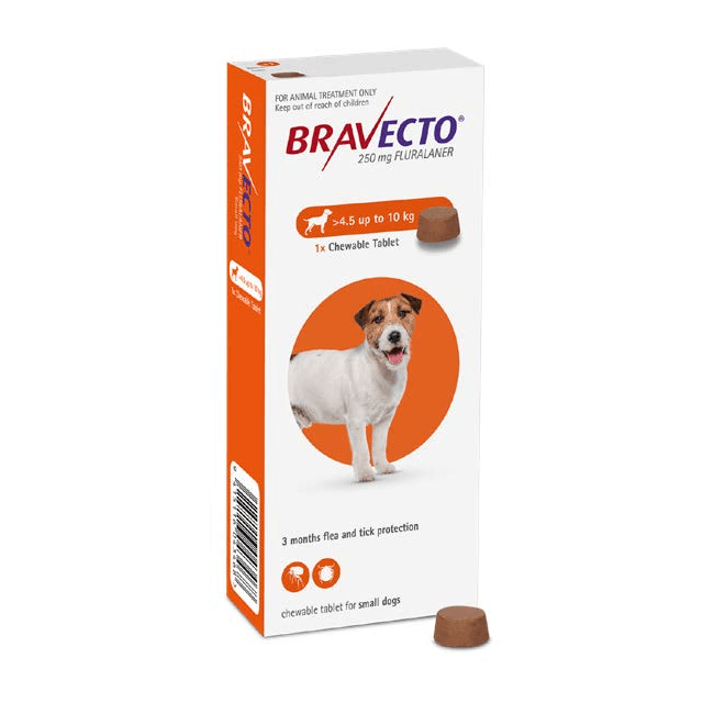 Bravecto for Small Dogs 4.5 to 10Kg Flea & Tick Chewable Tablets in Nairobi at Petsasa Petstore in Kenya