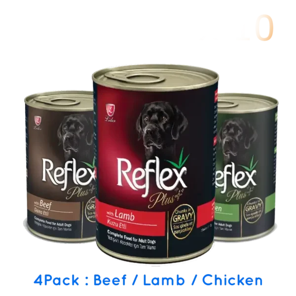 Pack Reflex Plus Canned Adult Dog Wet Food Beef, Lamb or Chicken Chunks in Gravy in Nairobi Kenya