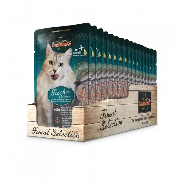 LEONARDO® Fish + Shrimps Pouch Wet Cat Food Petsasa Online Pet Shop Kenya