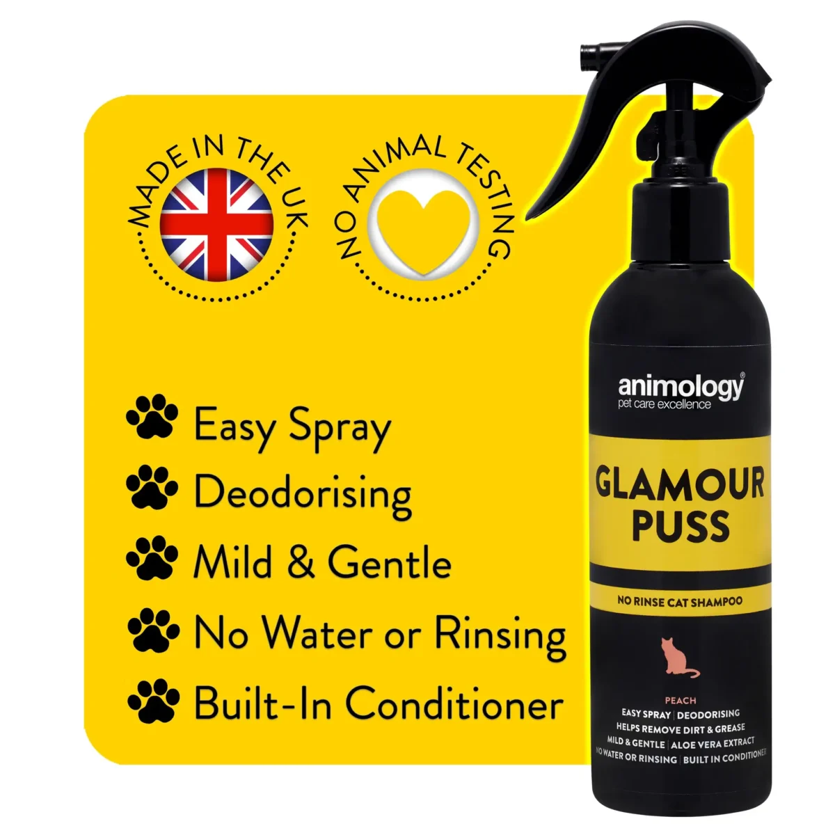 Benefits of Animology Glamour Puss No Rinse Cat Shampoo at Petsasa pet shop Kenya