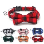 Festive Plaid Breakaway Collar With Removeable Bow & Bell , For Cats and Dogs in Kenya