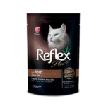 Reflex Plus Adult Cat Food with Beef Chunks in Gravy Wet Food.