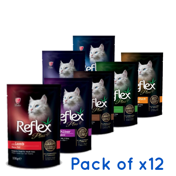 Buy Reflex Plus Pouch Wet Cat Food x 12, Beef, Chicken, Lamb & Liver, Tuna & Shrimp, Rabbit & Duck