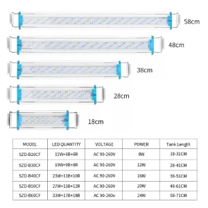 Small, medium and large Super Slim Extendable LED Aquarium Light, Clip on Lamp For Fish Tank