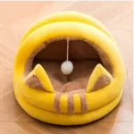 Yellow Remeow Snoozer Velvet Hooded Cat Bed for the royal pets in Kenya