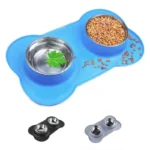 Buy Pet-Icon Double Stainless Steel Pet Bowl with Silicone Mat