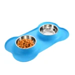 Pet-Icon Double Stainless Steel Pet Bowl with Silicone Mat for Cats and Dogs at Petsasa