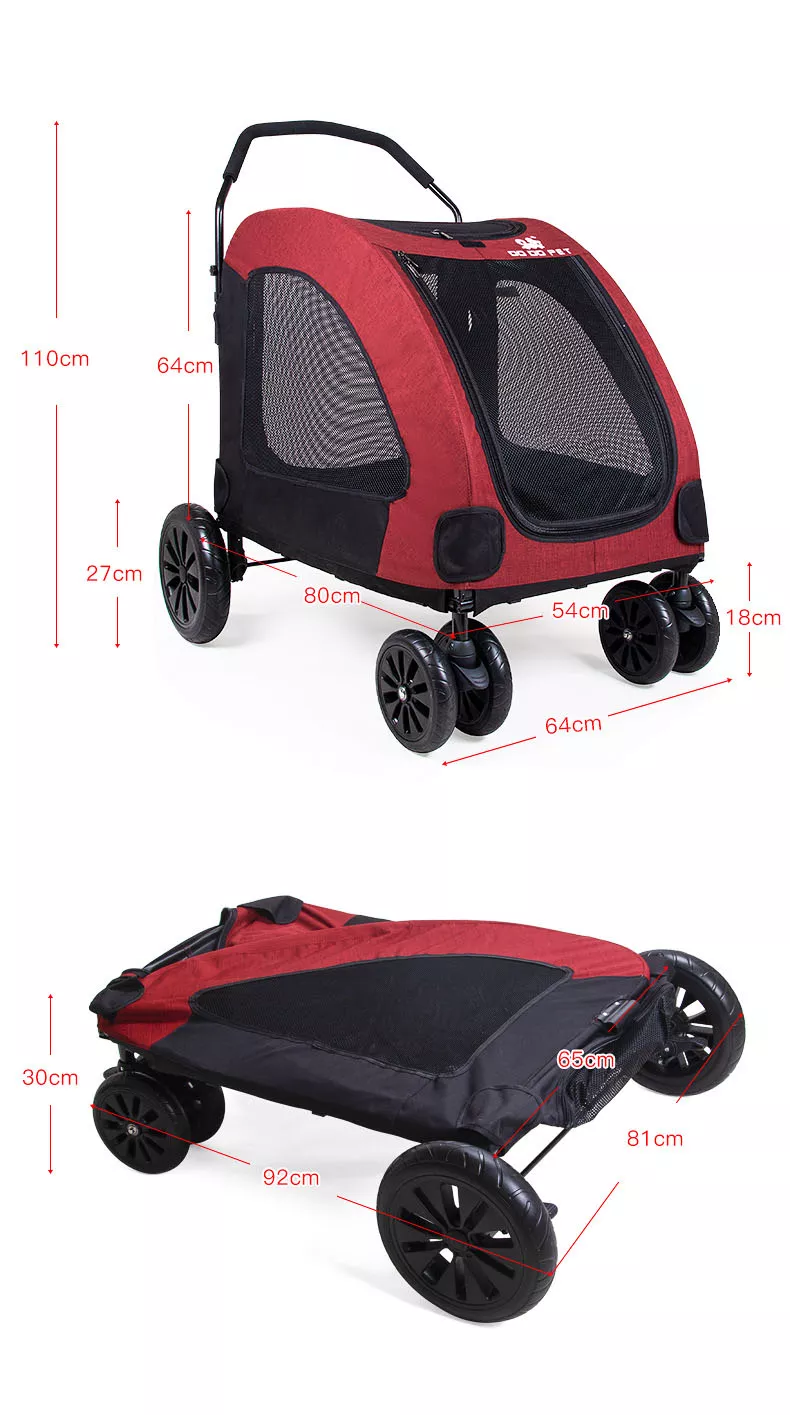 Happy Trails Pet Stroller for Dogs & Cats, Red 1