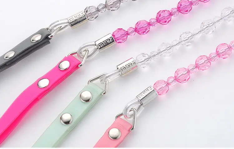 Beautiful Luxfur Colorful Crystal Beaded Chain Dog Leash