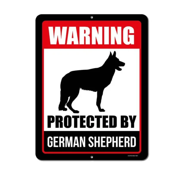 Protected by a German Shephered Aluminum Warning Dog Signs Beware of Dogs