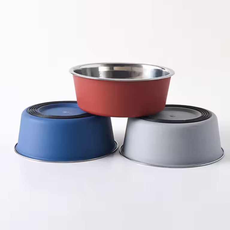 Silicone Base Non-Skid Stainless Steel Dog & Cat Bowl