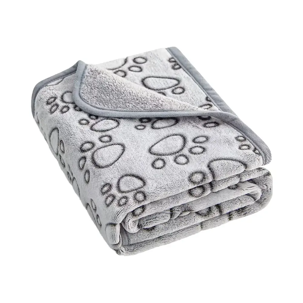 Pawprint Microplush Dog & Cat Blanket, Grey Pawprint Microplush Dog & Cat Blanket petsas