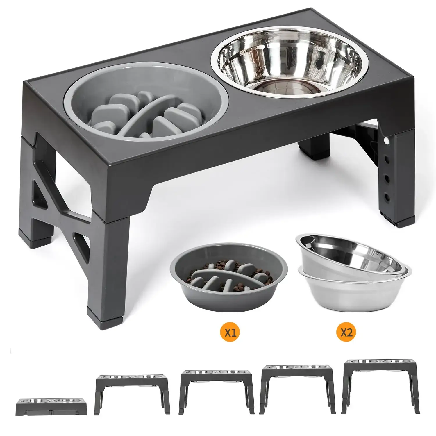 3-in-1 Adjustable Elevated Dog & Cat Bowl 3-in-1 Adjustable Elevated Dog & Cat Bowl