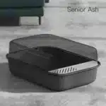 Grey Open Top Cat Litter Box with Scatter Shield & Step + Free Scoop