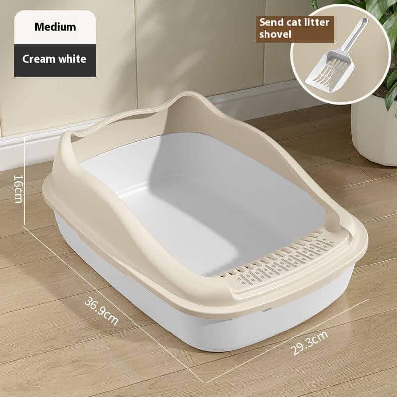 Medium Size Spatter-proof Semi-Enclosed Cat Litter Box + Free Litter Scoop
