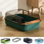 Open Top Cat Litter Box with Scatter Shield & Step + Free Scoop