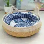 Romeow Rattan Straw Bolster Cat Bed