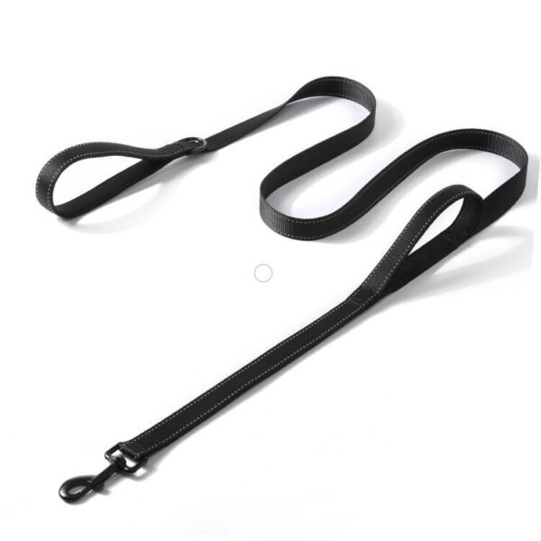 Black UrbaDog Traffic Dual-Handle Reflective Dog Leash at Petsasa Kenya