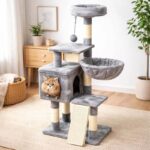 Ocean Cat 1.1M Plush Multi-Cat Kitten Tree & Condo, Light Gray at Petsasa Kenya