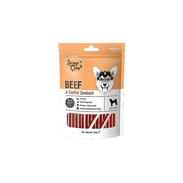 Jerky Time Beef & Codfish Sandwich Dog Treats Petsasa Kenya